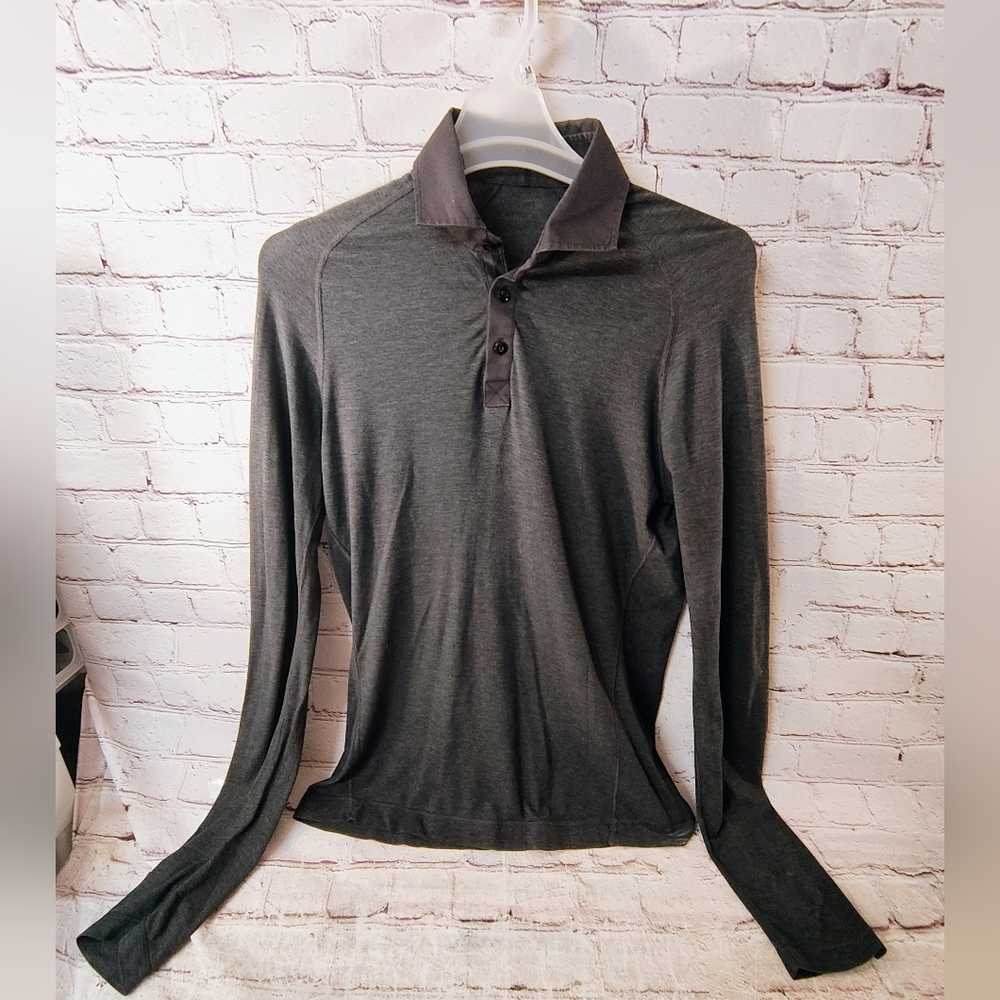 Lululemon Polo Evolution Longsleeve Charcoal Medium